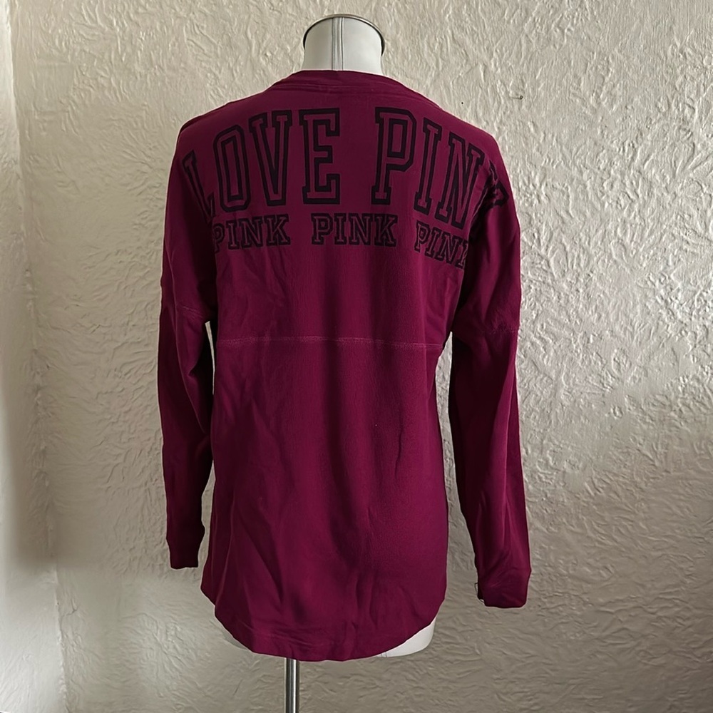 Victoria's Secret PINK Berry Black Logo Varsity Crew Sweatshirt